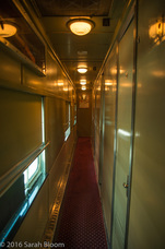 Interior of vintage sleeper rail car, Denver, Colorado